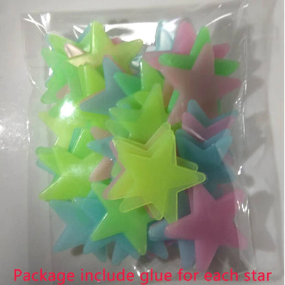 Pvc Stars Glow Stickers Luminous In Dark Night Fluorescent Wall Art 3D