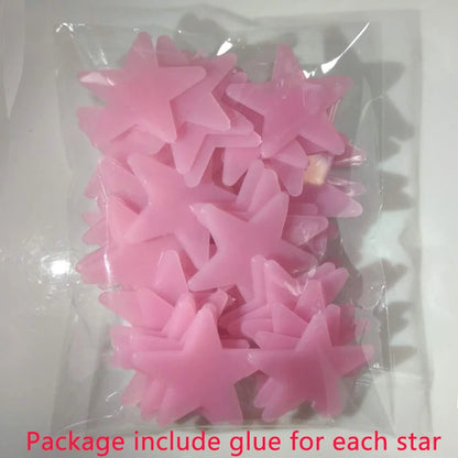 Pvc Stars Glow Stickers Luminous In Dark Night Fluorescent Wall Art 3D