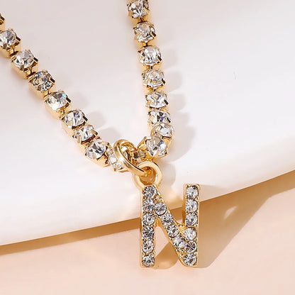 Bohemia Vintage Rhinestone 26 Letter Anklet For Women Summer Beach