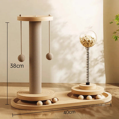 Sisal Scratching Post for Cat Solid Wood Cats Turntable Durable Kitten