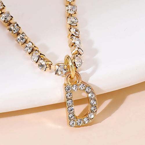 Bohemia Vintage Rhinestone 26 Letter Anklet For Women Summer Beach
