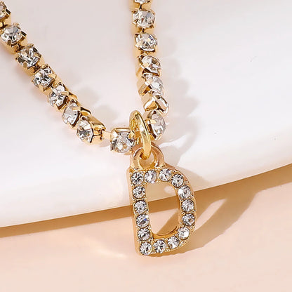 Bohemia Vintage Rhinestone 26 Letter Anklet For Women Summer Beach