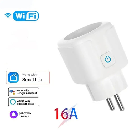 Tuya Wifi Smart Socket EU Plug 16/20A Power Monitor Remote Control