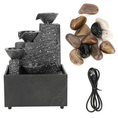 Tabletop Waterfall Home Decor LED Lights Statues Relaxation Meditation