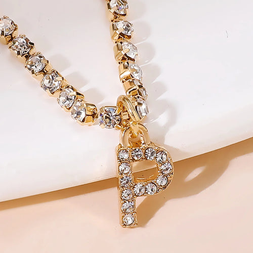 Bohemia Vintage Rhinestone 26 Letter Anklet For Women Summer Beach