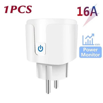 Tuya Wifi Smart Socket EU Plug 16/20A Power Monitor Remote Control