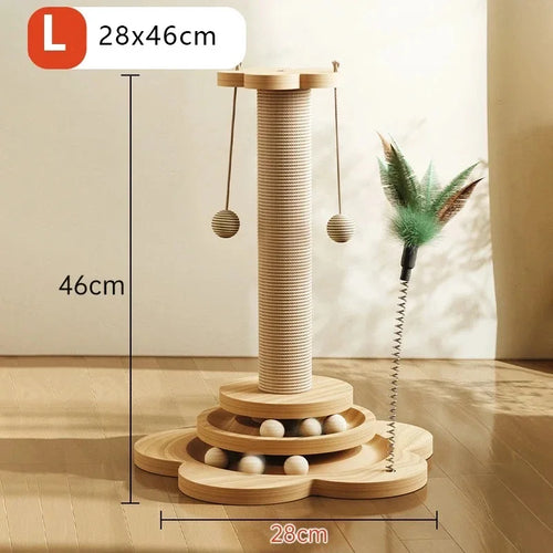 Sisal Scratching Post for Cat Solid Wood Cats Turntable Durable Kitten