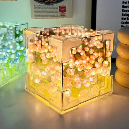 1pc New Creative Diy Tulip Flower Sea Cube Three-Dimensional Small