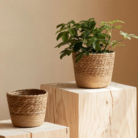 Straw Weaving Plant Pots Containers Hand Woven Plant Pot Cover