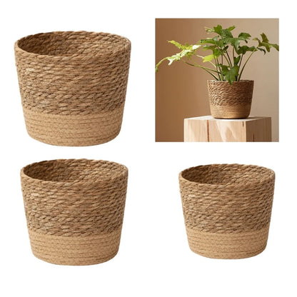 Straw Weaving Plant Pots Containers Hand Woven Plant Pot Cover