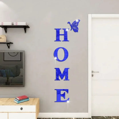 HOME Home Mirror Wall Stickers,Letter Logo Acrylic 3D Mirror Wall