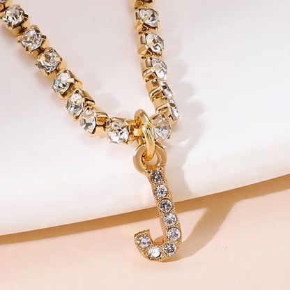 Bohemia Vintage Rhinestone 26 Letter Anklet For Women Summer Beach