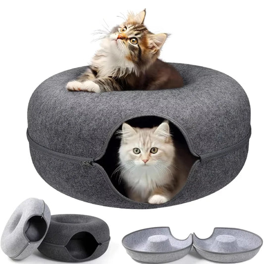 Detachable Pet Cat Tunnel Interactive Game Toy Semi Closed Type Donut