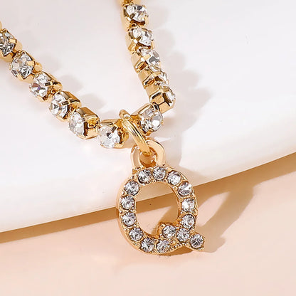 Bohemia Vintage Rhinestone 26 Letter Anklet For Women Summer Beach