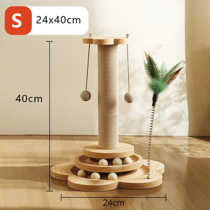 Sisal Scratching Post for Cat Solid Wood Cats Turntable Durable Kitten