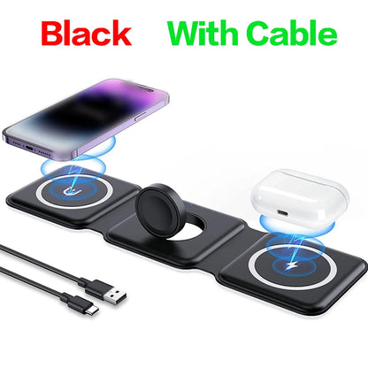 100W 3 in 1 Magnetic Wireless Charger Pad Stand for iPhone 15 14 13